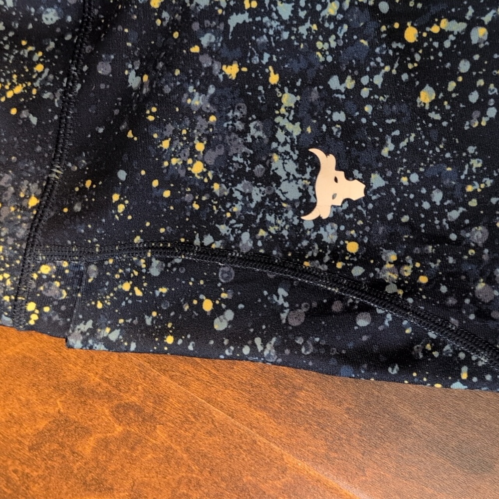Under Armour Project Rock Heat Gear Speckled Black and Blue Leggings - Picture 5 of 5